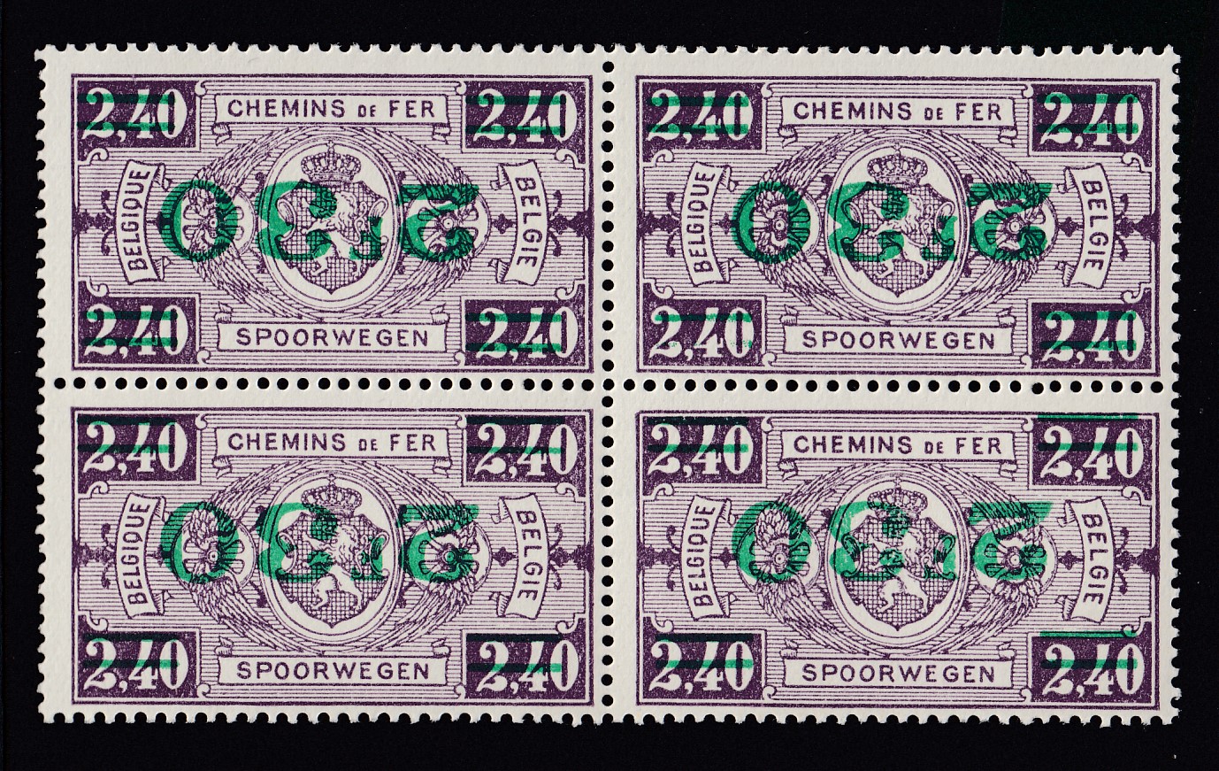 CF167 en bloc de 4, surcharge renversée.