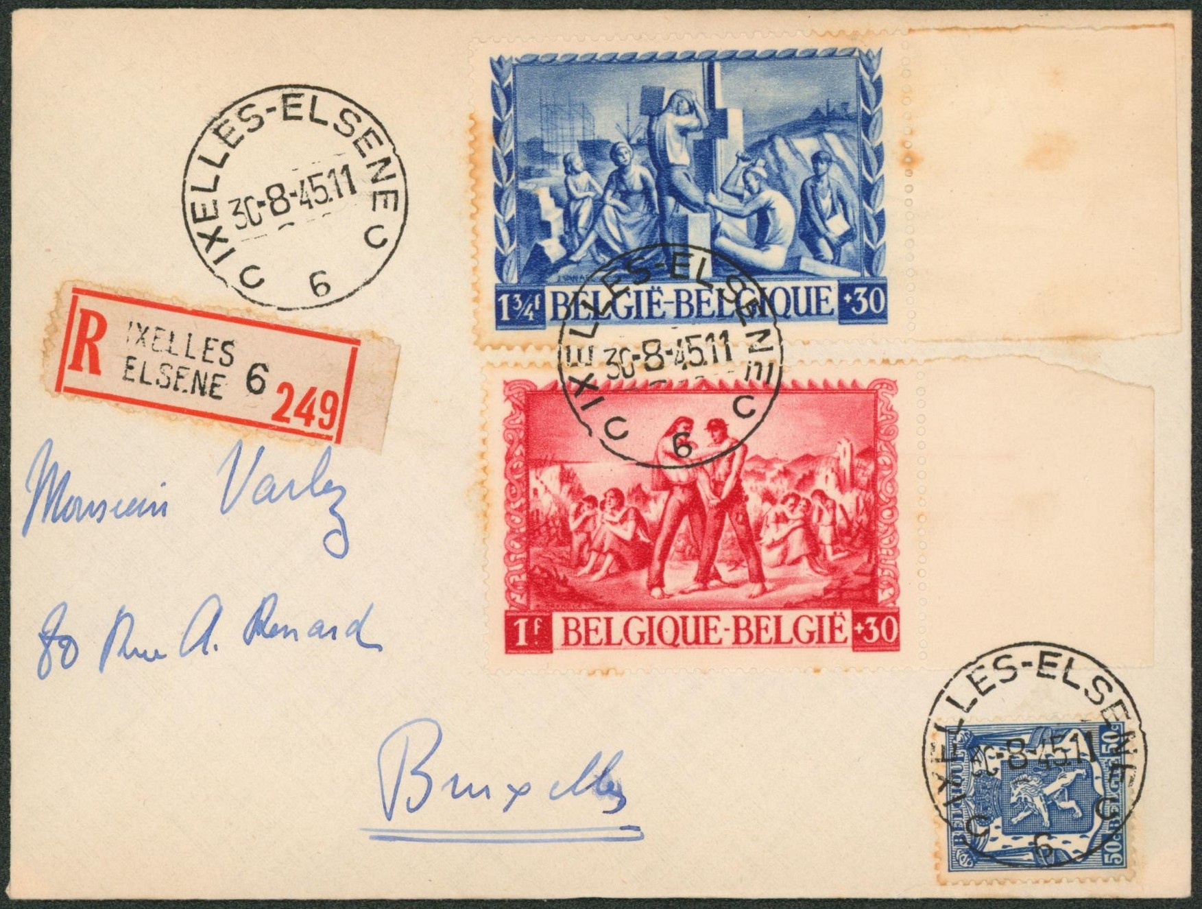 n°697/98 + 426 sur lettre en recommandé de Ixelles-Elsene > Bruxelles.