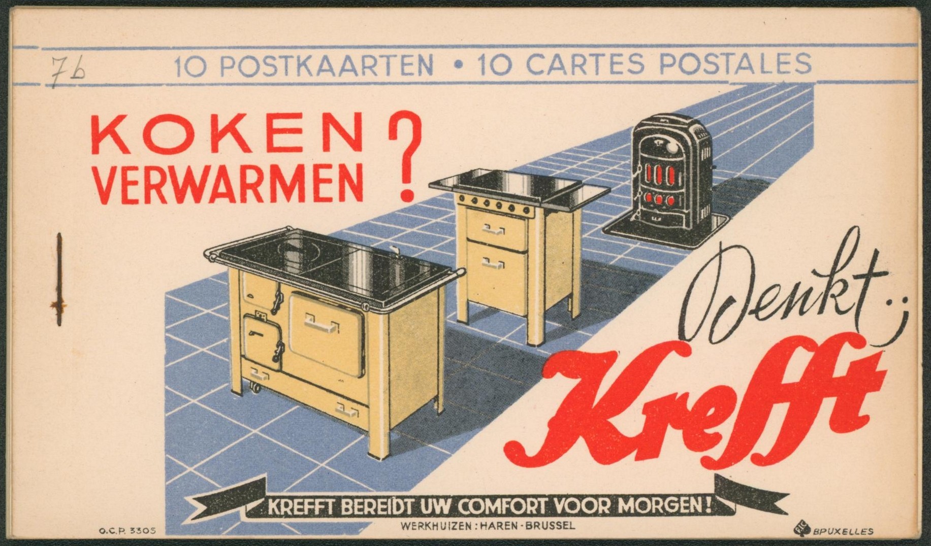 Entier postaux - Carnet de carte postale type SBEP n°7b 50C bleu NF (Kreft). Très bon état