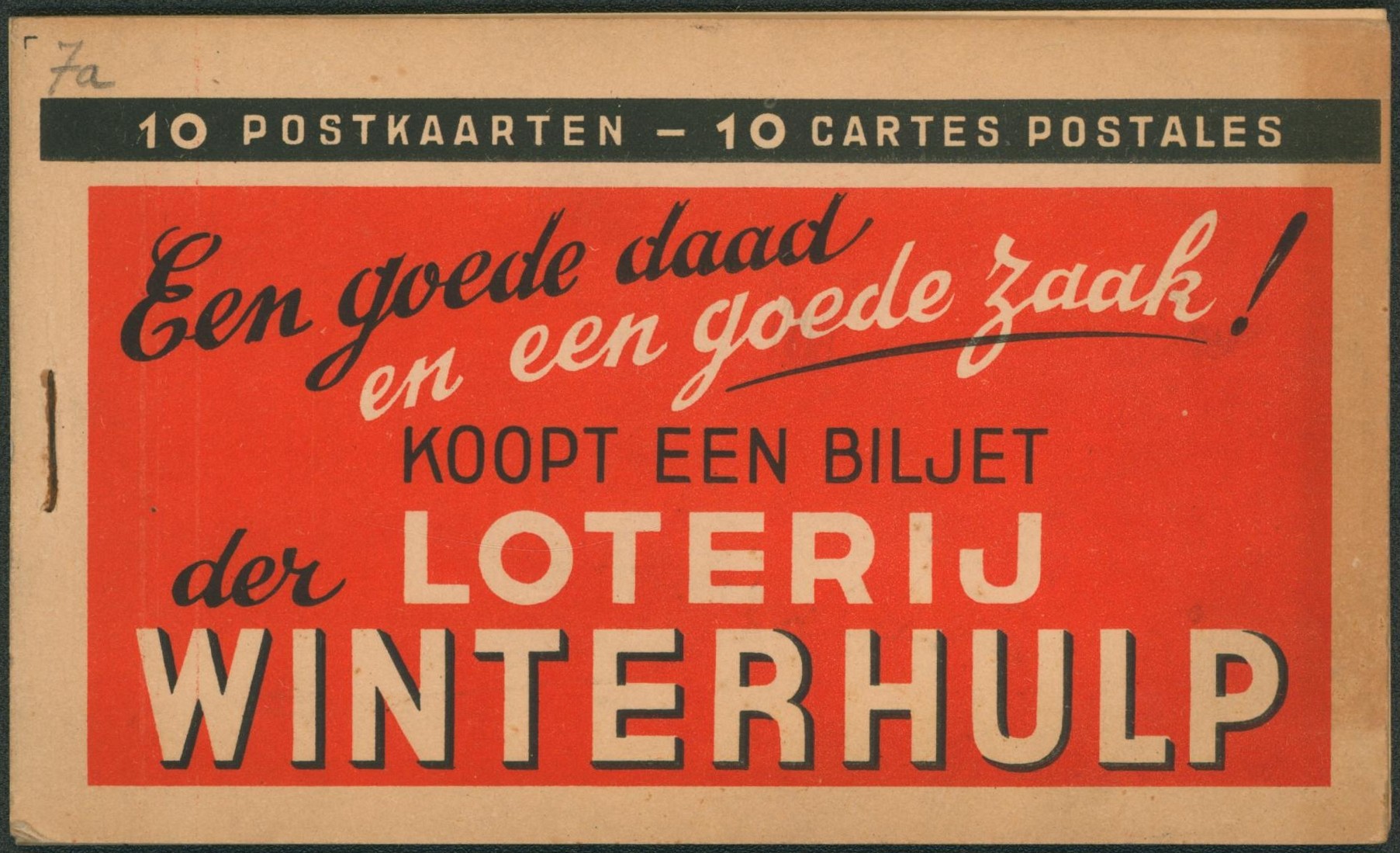 Entier postaux - Carnet de carte postale type SBEP n°7a 50C bleu NF (Loterij Winterhulp). Très bon état