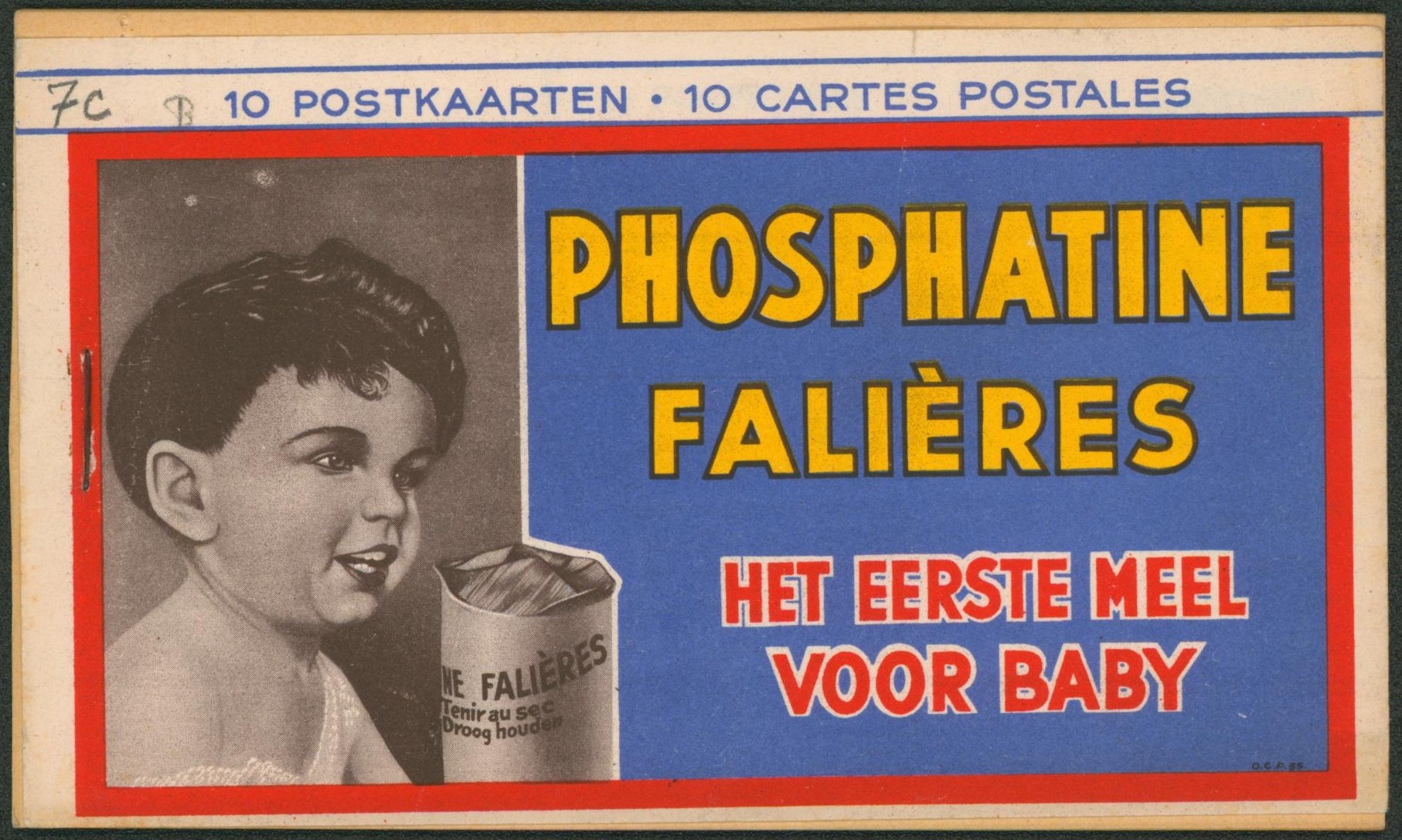 Entier postaux - Carnet de carte postale type SBEP n°7c 50C bleu NF (Phosphatine falières, bébé, baby). Très bon état