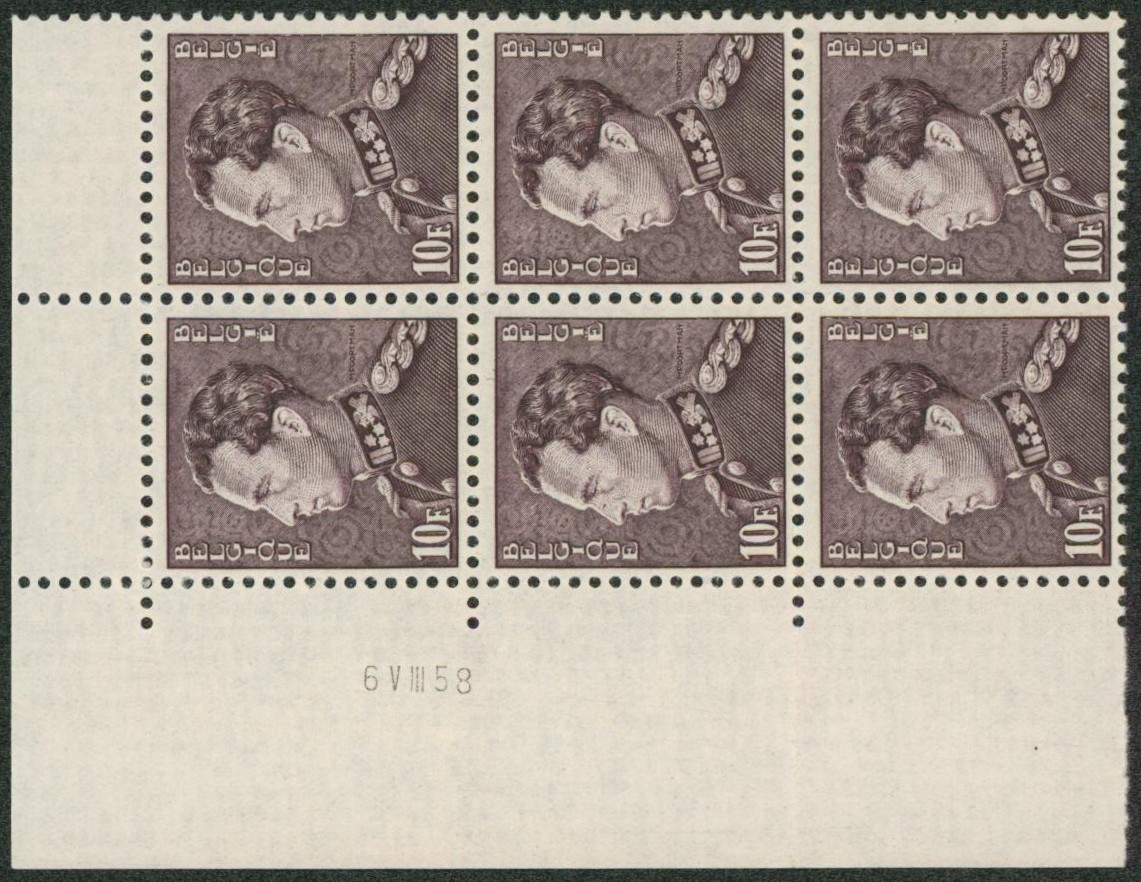 Poortman - n°848A-V en bloc de 6** coin de feuille + coin daté neuf sans charnières (MNH) + Certificat Kaiser.