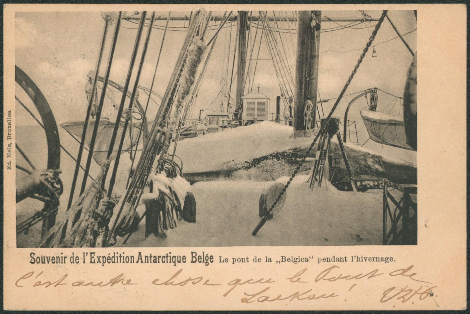 n°56 sur CP vue (souvenir de l'expédition antarctique Belge - le pont de la belgica pendant l'hivernage) Ed. Nels > Bruxelles. TB