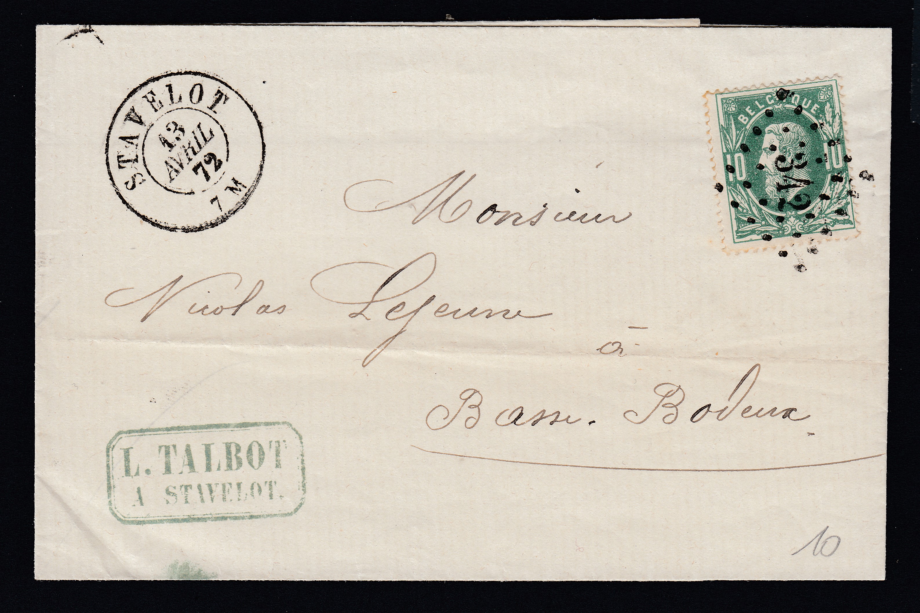 30 sur LAC de Stavelot ( Lp342) le 13 avril 1872 vers Basse-Bodeux.