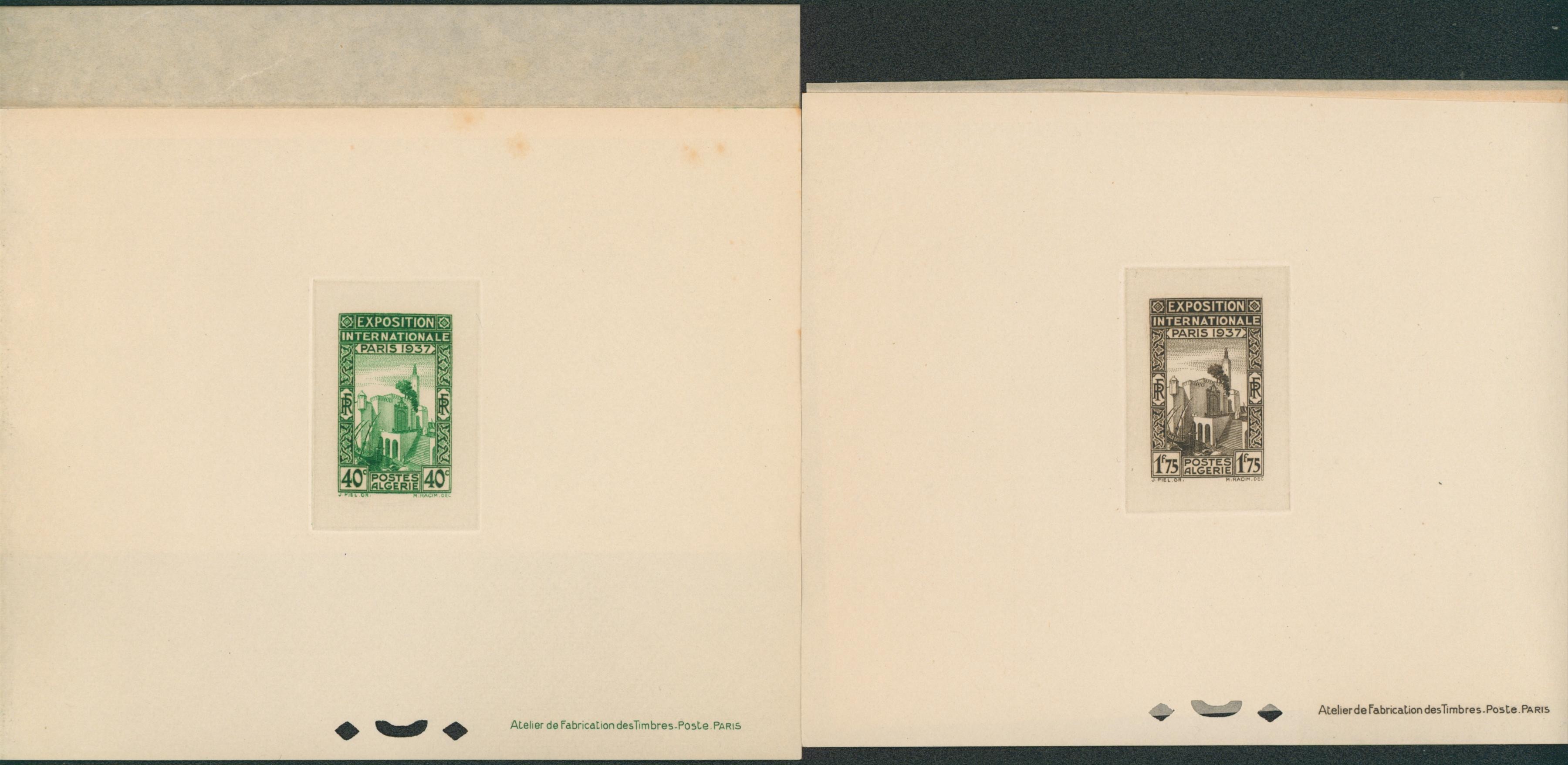 Algérie - épreuve de luxe "exposition international Paris 1937" - Poste Algérie Yv n°127/30