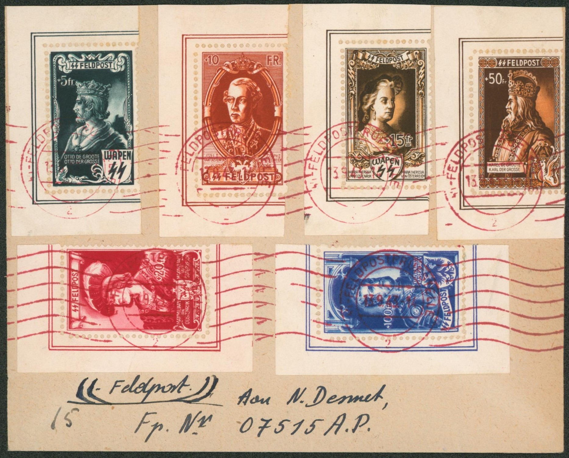 Erinnophilie - E38/43 sur lettre obl mécanique "Felpostoffice" > Feldpost