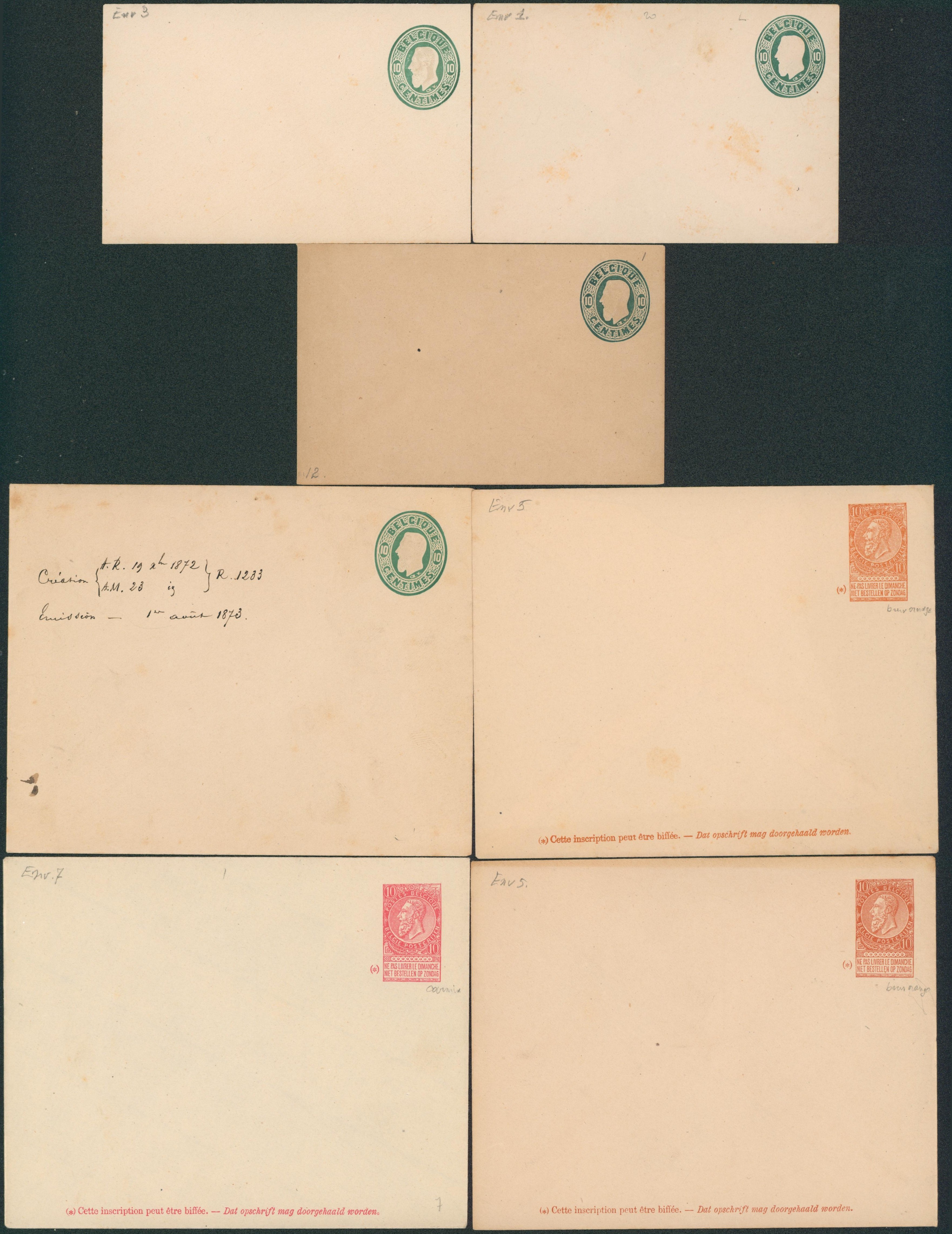 Ensemble de 14 entier type enveloppe neuves, pour étude des types. (SBEP compris entre n°1 et 20a )