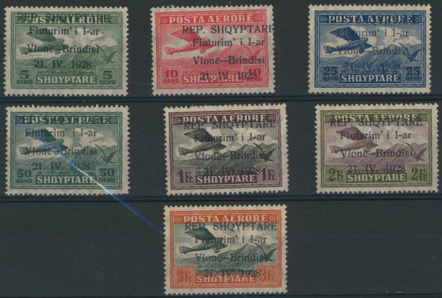 Albanie - Yv n°PA15/21* neuf charniéré (MH). Poste aérienne
