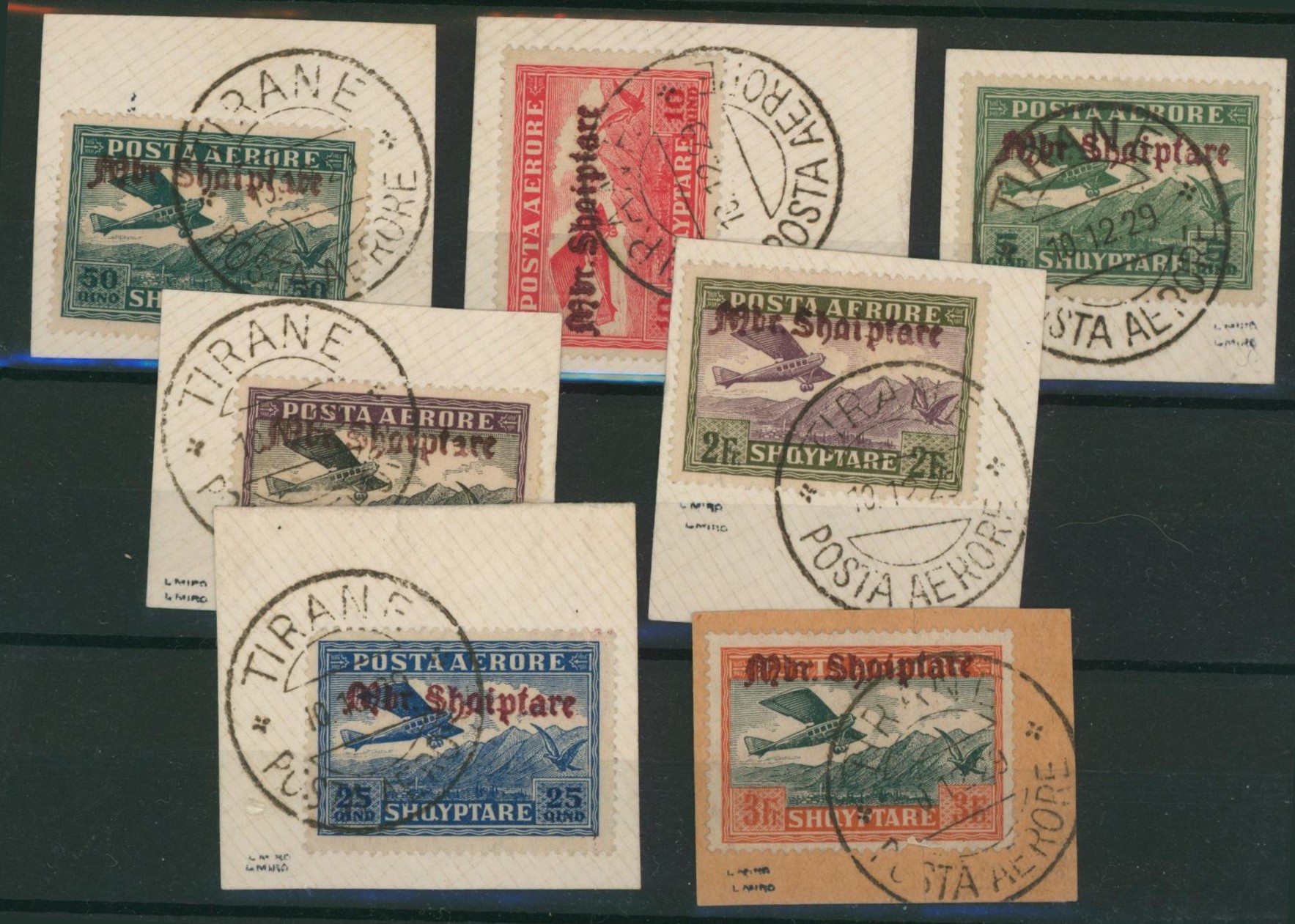 Albanie - Yv n°22/28 sur fragment oblitéré TIRANE + Certificat !