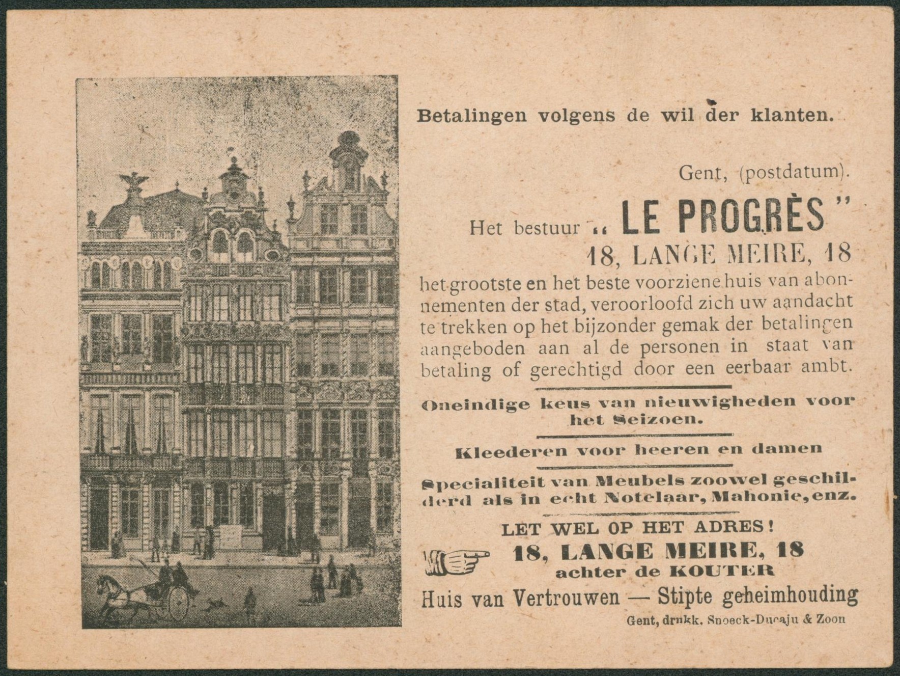 n°53 préo "Gand 1899" sur imprimé Le progrès > La ville.