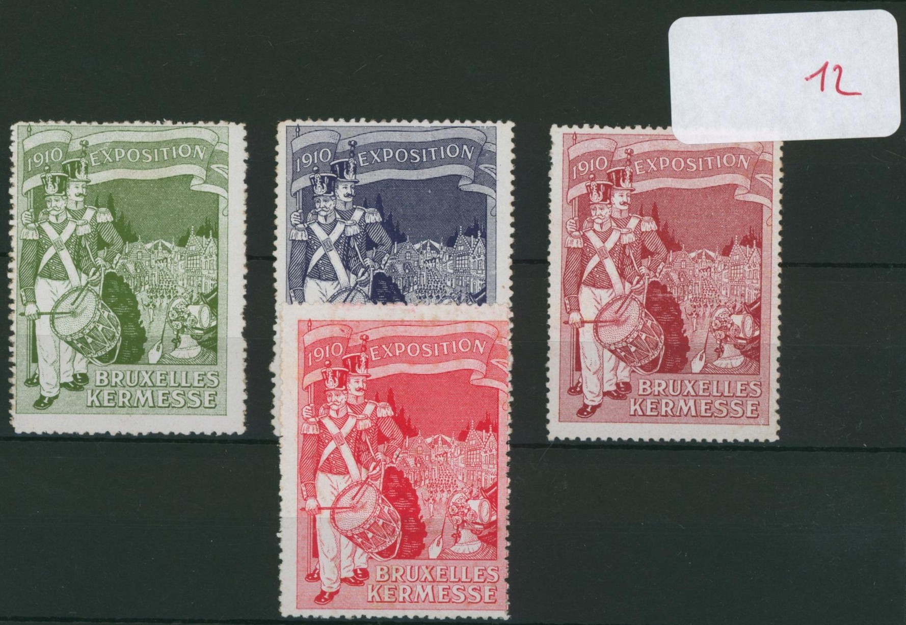 Erinnophilie - ensemble de 4 vignettes Bruxelles Kermesse (Exposition, 1910)