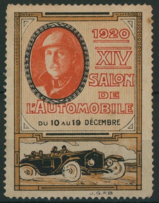 Erinnophilie - Bruxelles cinquantenaire XIVe salon de l'automobile (1920, effigie roi albert)