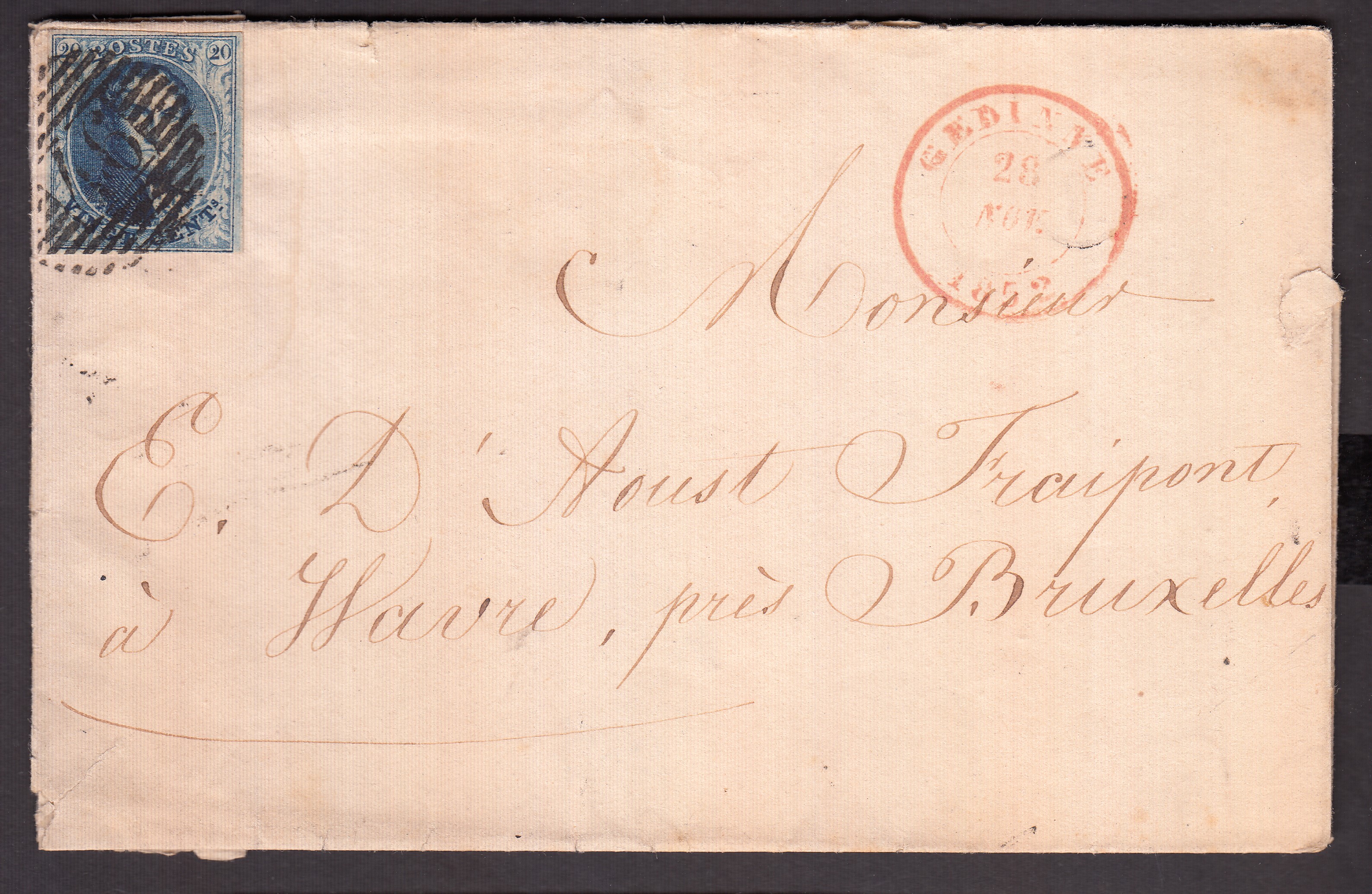 7 margé sur LSC de Gedinne le 28 nov.1852 vers Wavre près BXL.