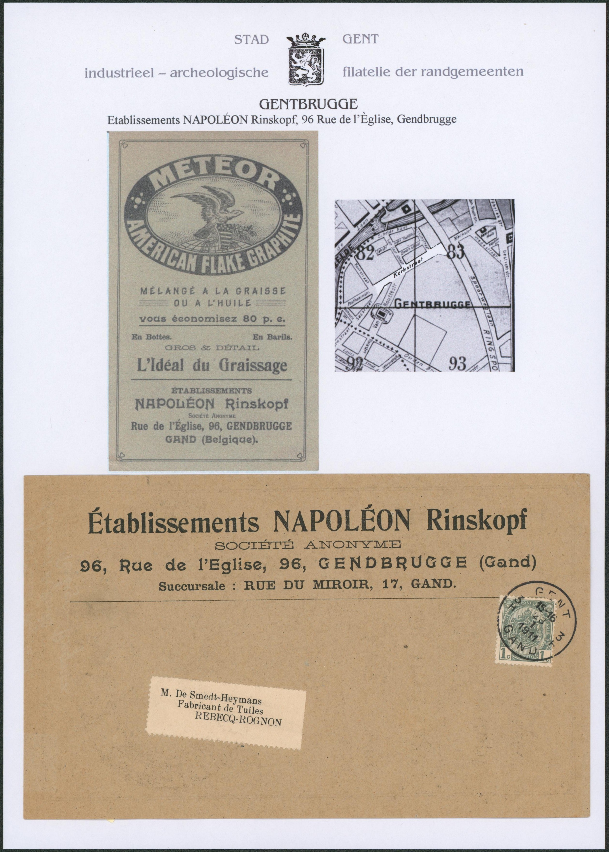 Page de collection - n°81 sur grand imprimé expédié de Gent / Gand (Meteor american flake graphite, aigle) > Rebecq-Rognon