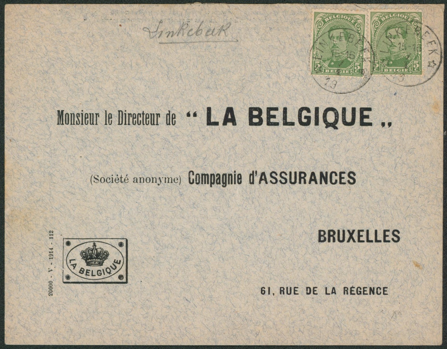 n°137 x2 sur lettre obl relais (fortune) "Linkebeek" > Bruxelles