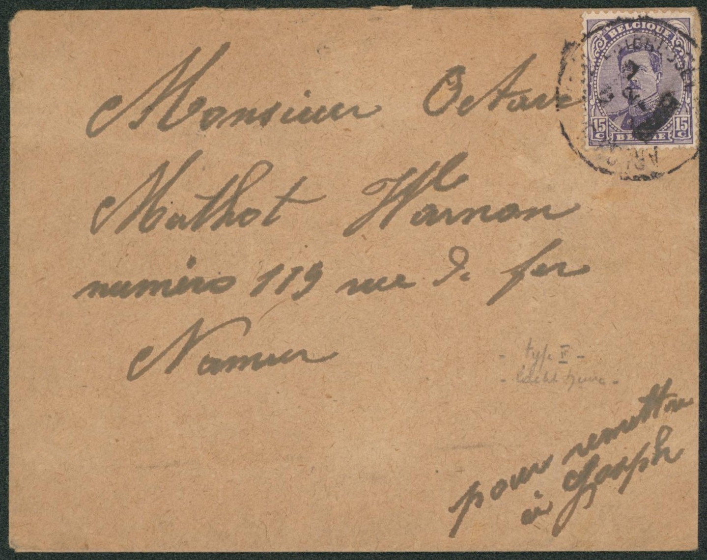 n°139 sur lettre obl ambulant "Arlon-Bruxelles" > Namur