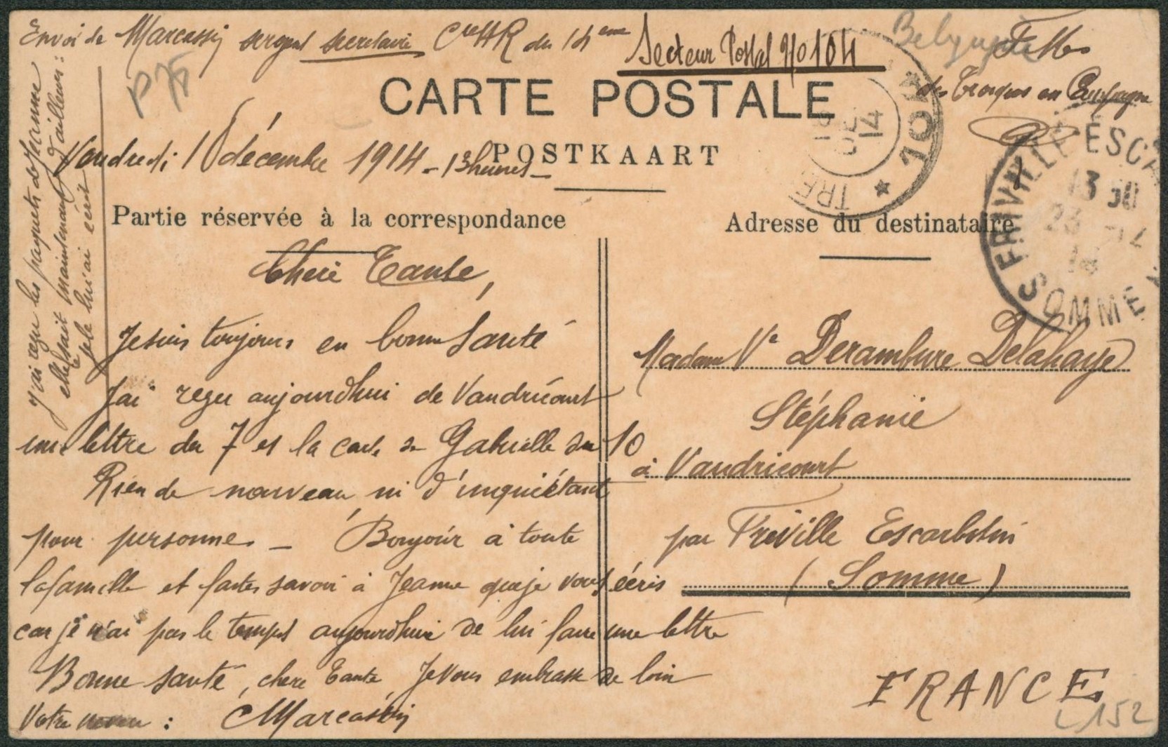 CP en F.M. (troupes en Espagne, trésor & postes 104) > Fréville