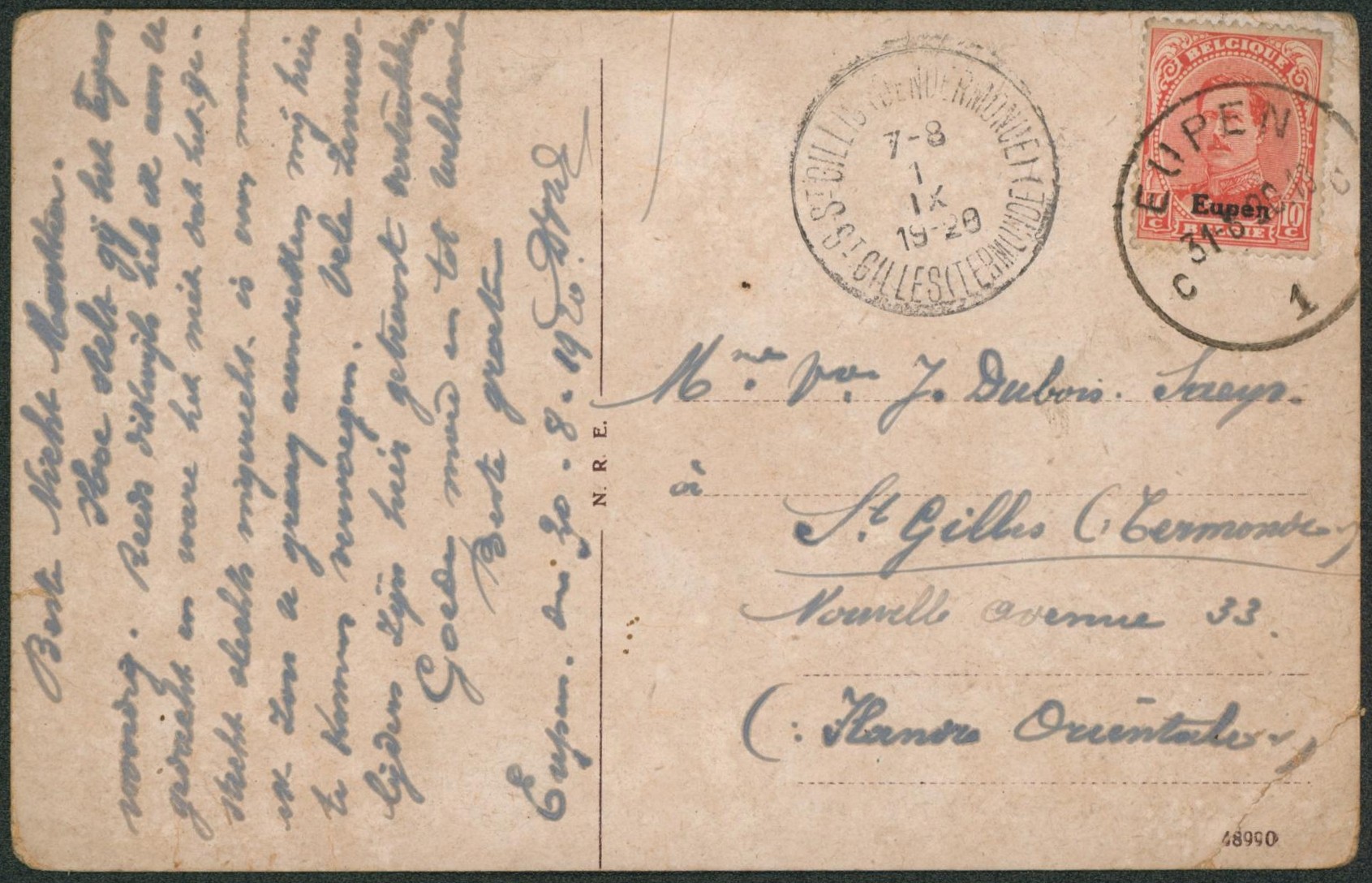 Canton de l'est - OC88 obl simple cercle "Eupen" > St-Gilles
