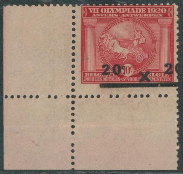 n°185** neuf sans charnières (MNH) coin de feuille + surcharge déplacée vers la droite (incomplète) J.O.