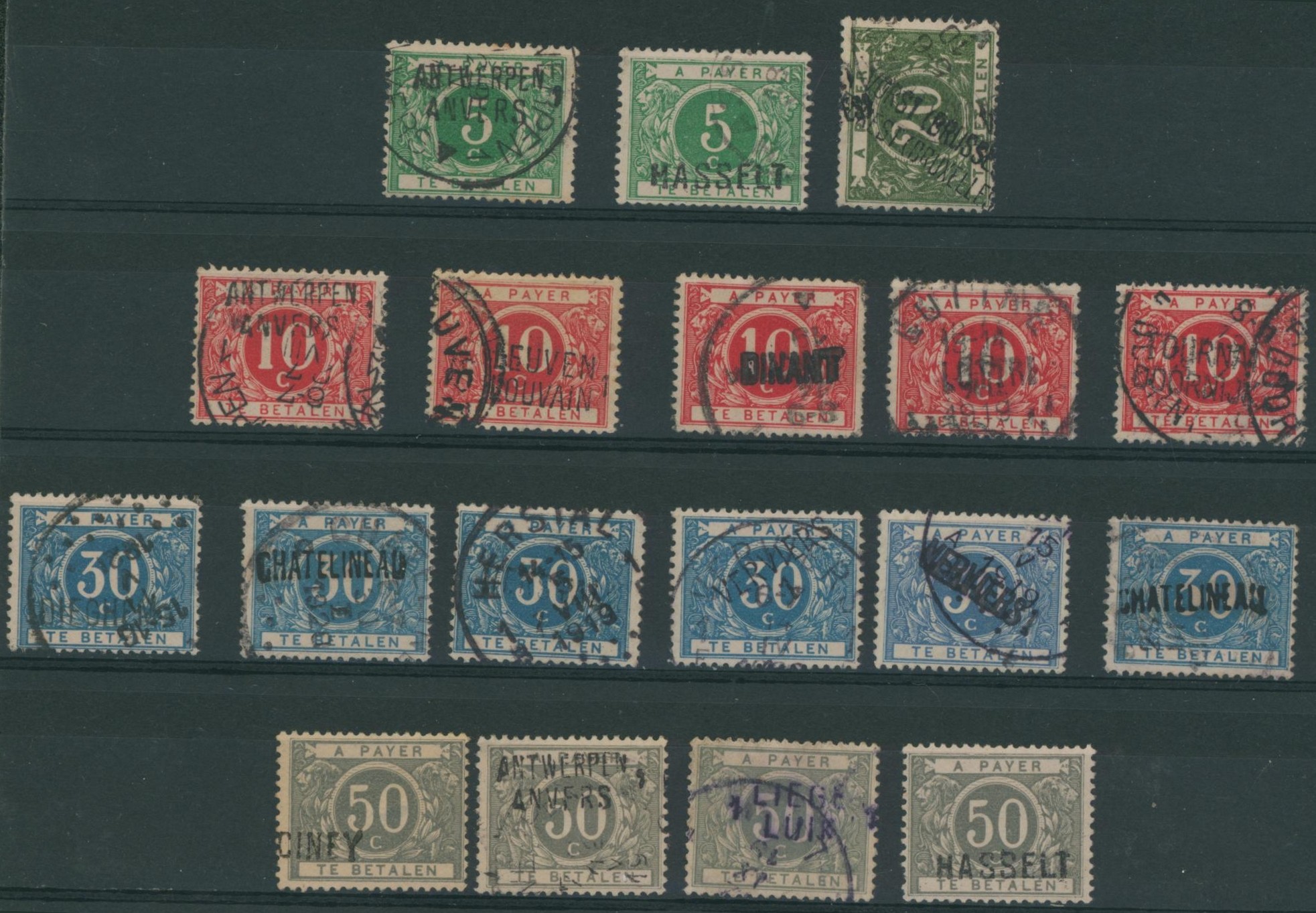 Chemin de fer - ensemble de 12 timbres + obl chemin de fer NORD BELGE