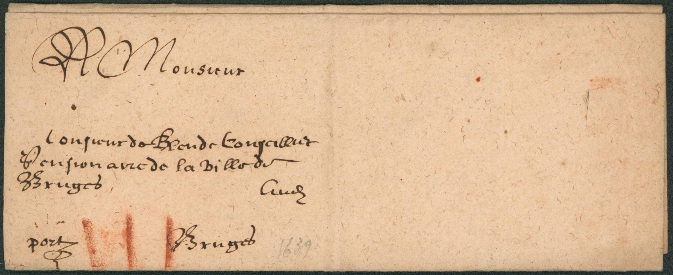 LAC datée de Bruxelles (1639) port III patars > Bruges. TB état