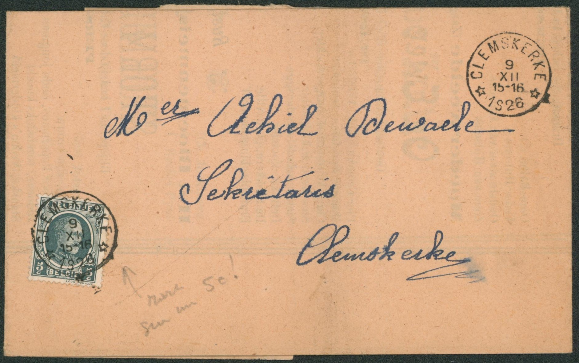 Houyoux - n°193 sur petite affiche obl relais "Clemskerke" > Clemskerke