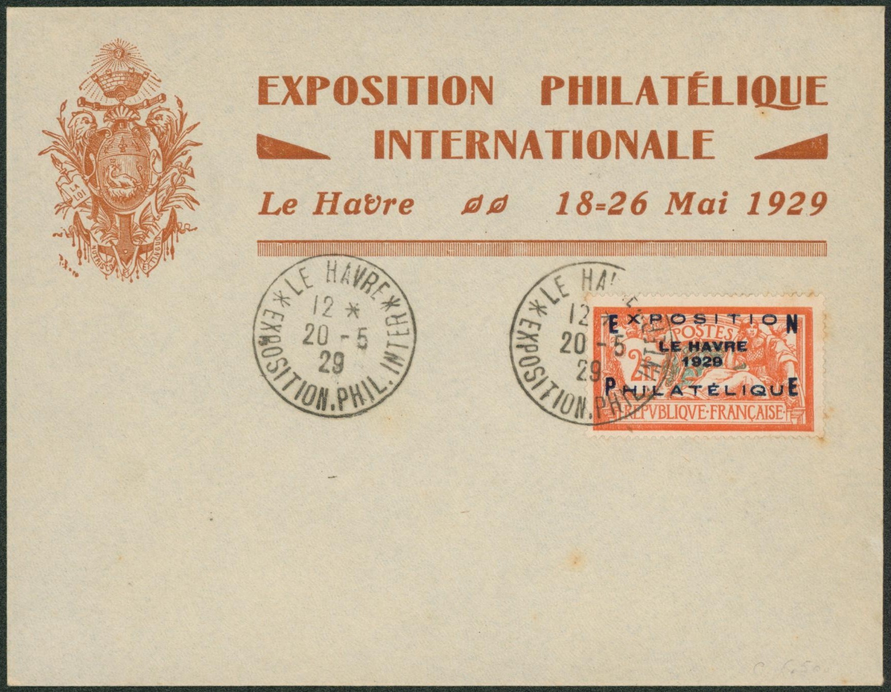 France - Yv n°257A exposition philatélique du Havre sur lettre + obl de l'exposition.