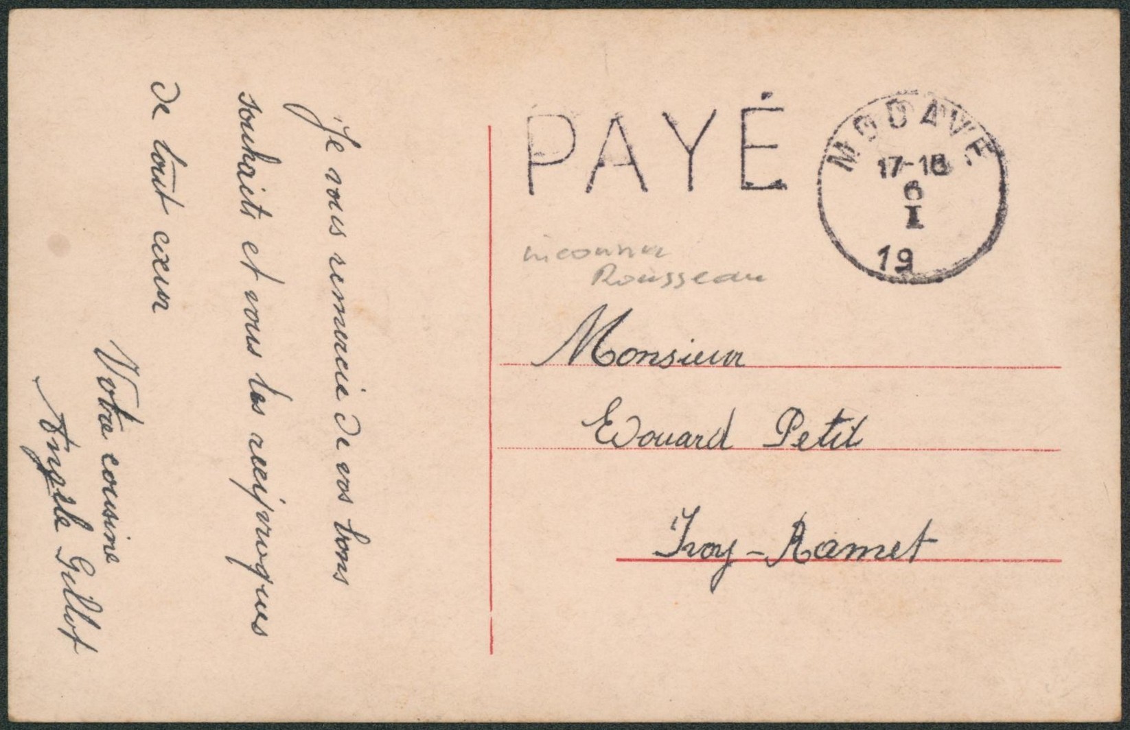 CP + cachet de fortune "Modave" et griffe PAYE > Ivoz, ramet.