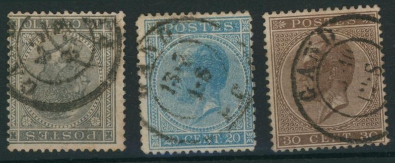 n°17, 18 et 19 obl double cercle "Gand"