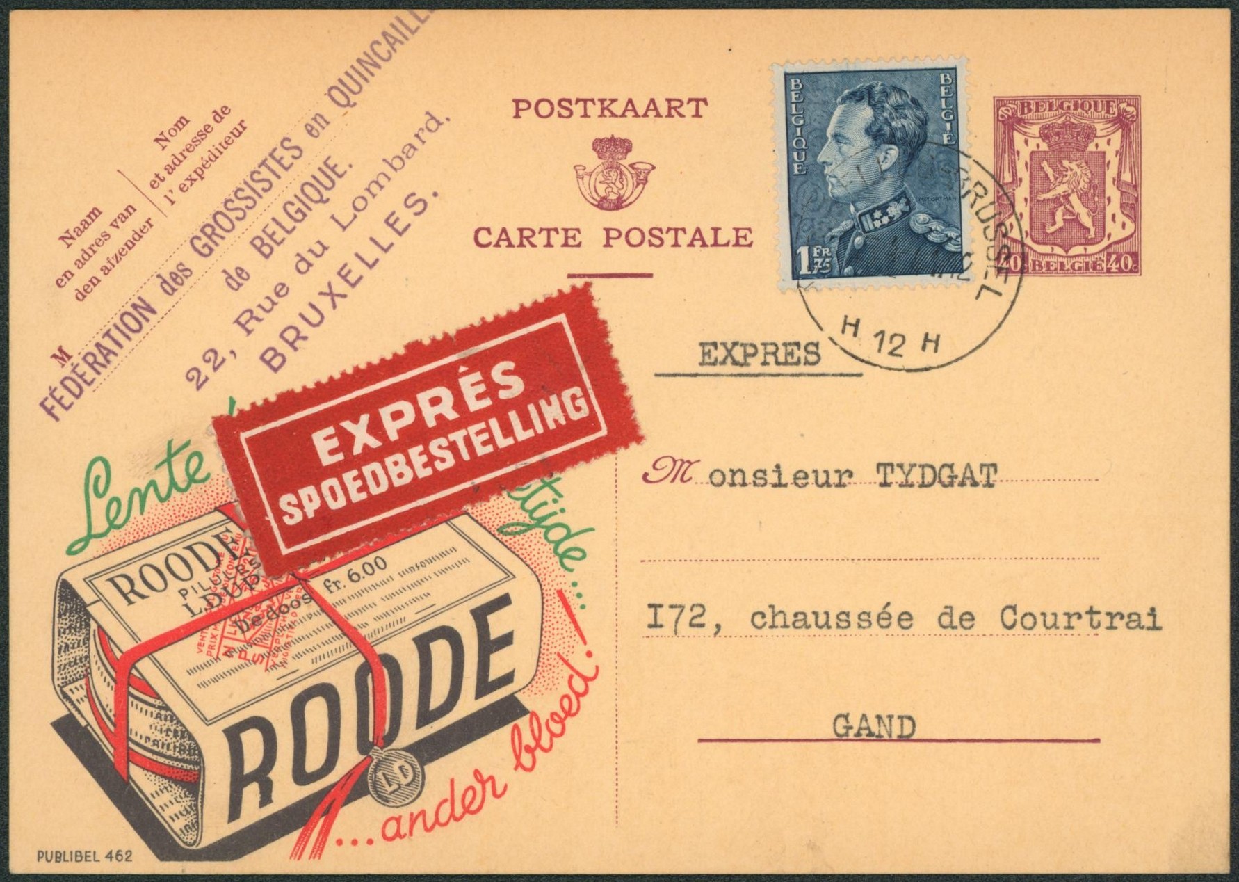 Publibel n°432 + n°430 en expres de Bruxelles > Gand