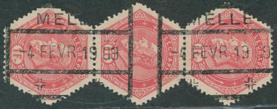 Télégraphe - TG17 en bande de 3 obl chemin de fer MELLE
