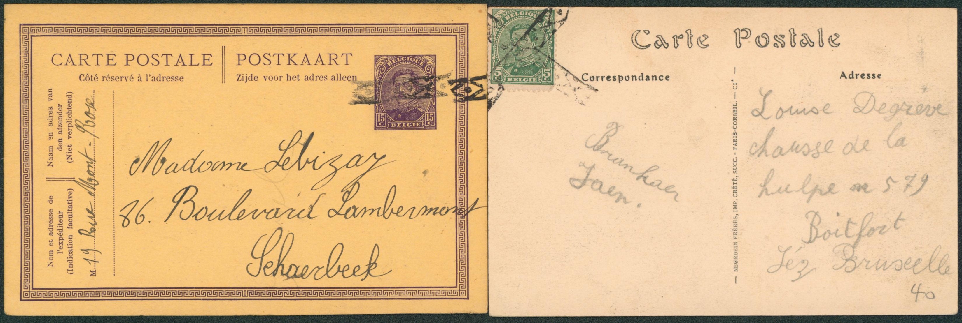 Ensembe de deux documents type Albert I annulé par roulette.