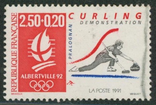 France - n°2680** (MNH) + curiosité : grosse ligne grise à droite / Sport, J.O. curling.