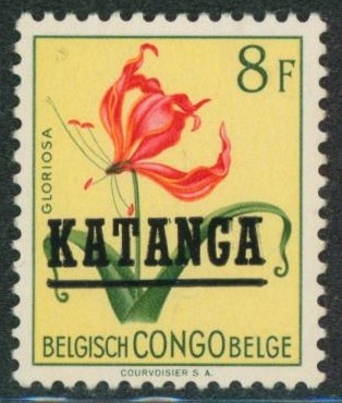 Katanga - n°38** (MNH) + curiosité : surcharge déplacée.