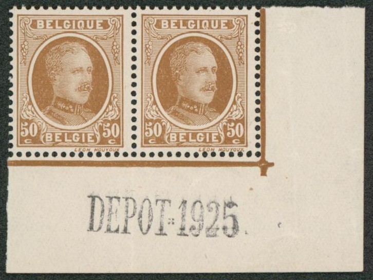 Houyoux - n°203 en paire** coin de feuille + dépôt 1925