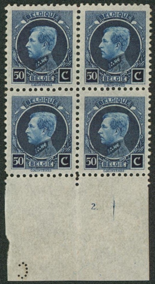 n°187 en bloc de 4** (MNH) + numéro de planche "2"