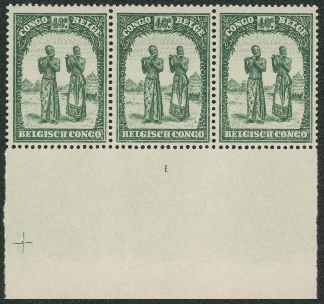 Congo Belge - n°172** (MNH) en bande de 3 + BDF et numéro de planche "1"
