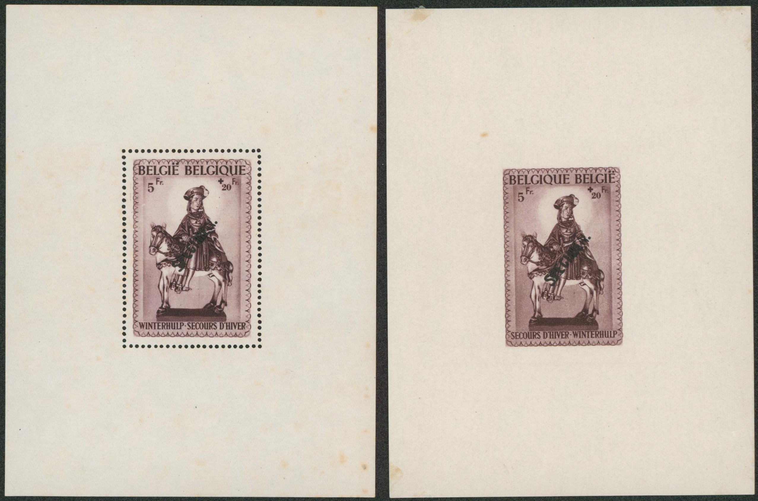BL15** et BL16* tache de vieillesse sur un bloc, surcharge SPECIMEN typo (non renseigné). TB et R !