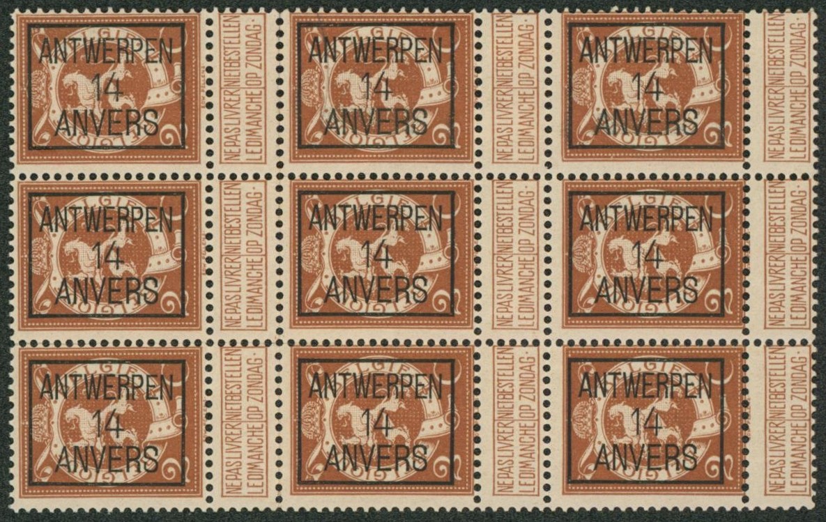 Préo n°49** bloc de 9 "Antwerpen 14 Anvers".